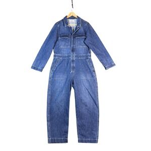 Madewell Womens Denim Flight Utility Suit Long Sleeve Zip Front Jumpsuit Large